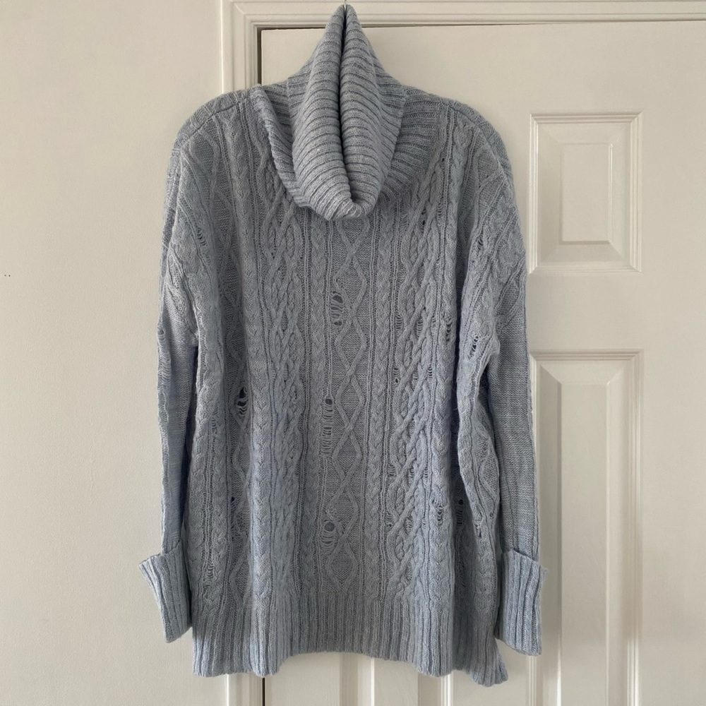Beautiful Baby Blue Wool-blend Oversized Free People Turtleneck Sweater